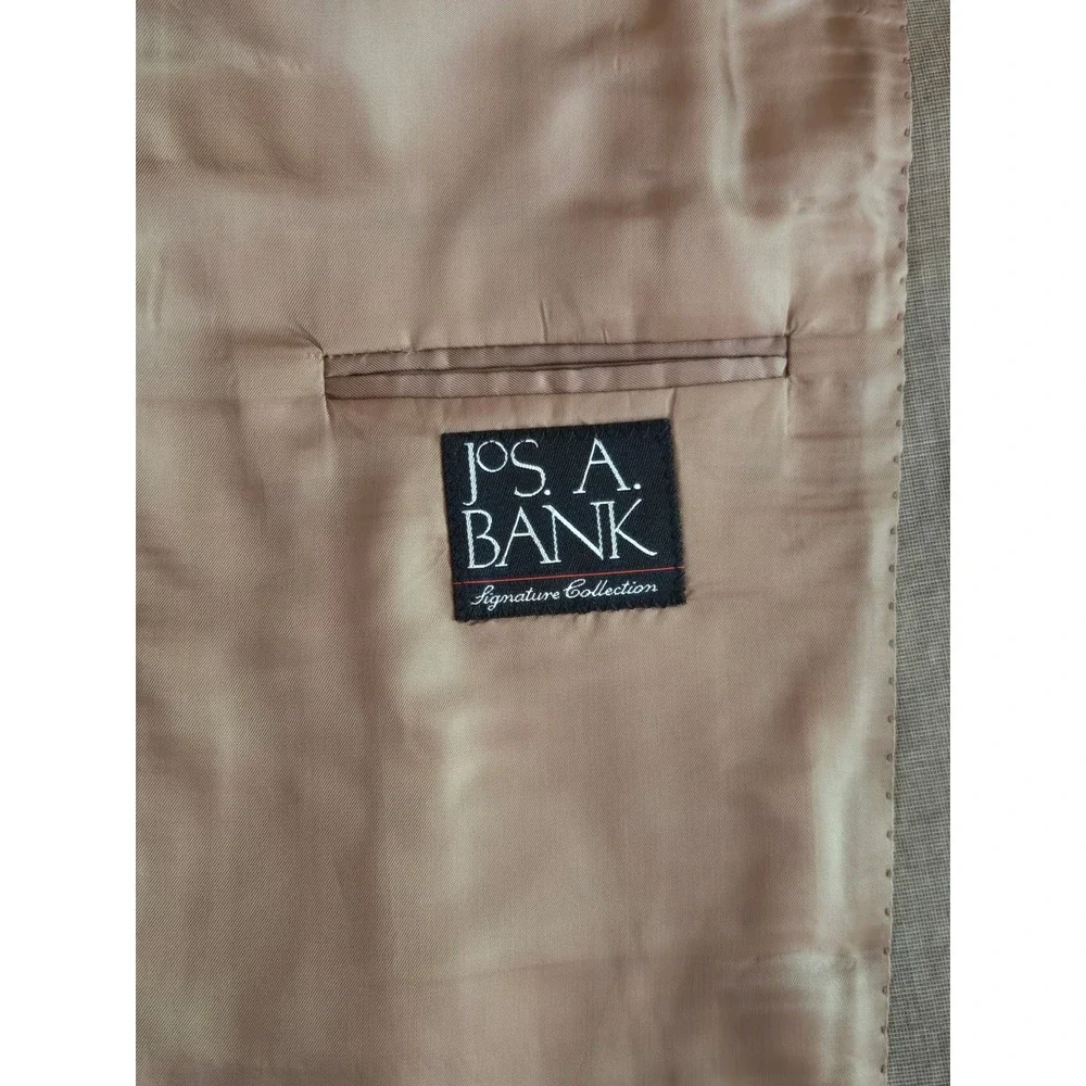 Jos. A. Bank Signature Collection Mens 44L Tan 2-Button 2-Piece Suit 38×32 Pants